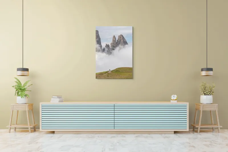 Tablou Canvas, "Drumeție printre piscuri învăluite în nori", Nori, Vârfuri, Munți, Drumeți, Câmpie, Cețuri, Peisaj, Natură, 70 x 100 cm – poza 5
