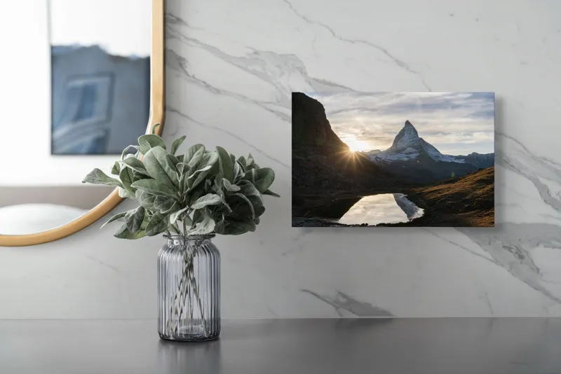 Tablou Canvas, "Răsărit de soare peste Matterhorn", Majestic, Serene, Breathtaking, Natural, Illuminating, Reflective, 39 x 26 cm – poza 5