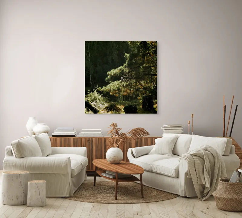 Tablou Canvas, "Ecou de lumină în pădurea tainică", 100 x 100 cm – poza 3