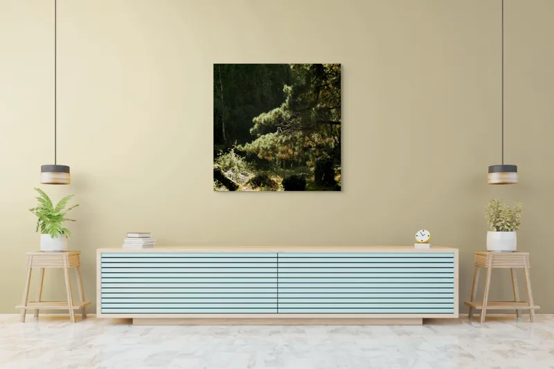 Tablou Canvas, "Ecou de lumină în pădurea tainică", 100 x 100 cm – poza 5