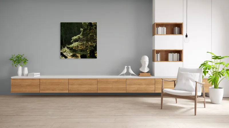 Tablou Canvas, "Ecou de lumină în pădurea tainică", 100 x 100 cm – poza 8
