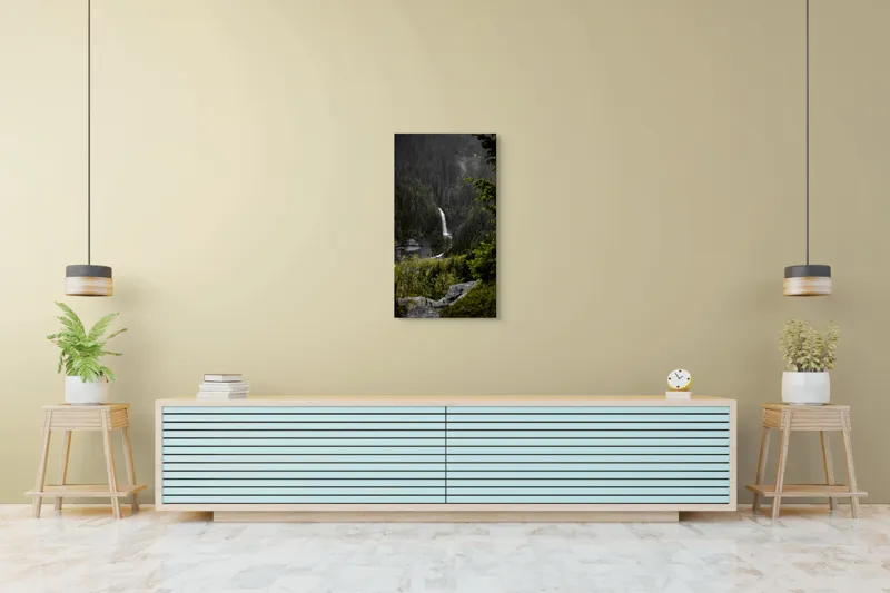 Tablou Canvas, "Cascada din inima pădurii verzi", Cascadă, Pădure, Verdeață, Stânci, Apă, Natură, Serenitate, 50 x 90 cm – poza 6