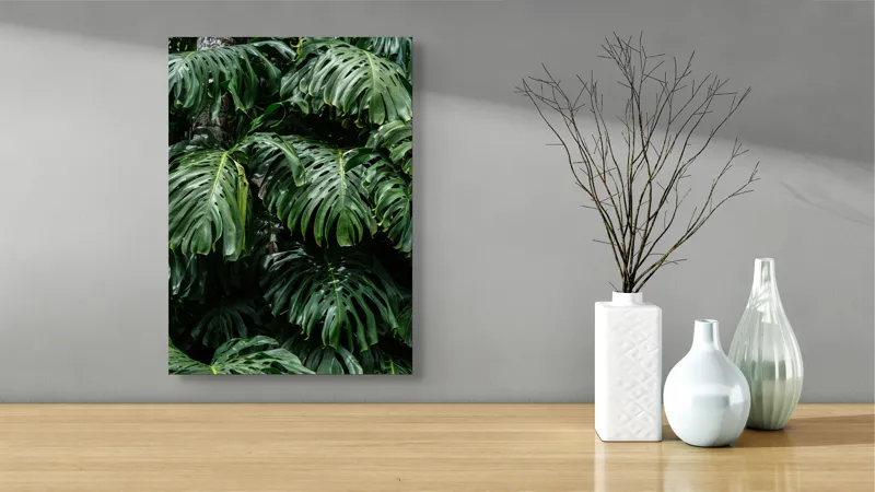 Tablou Canvas, "Frumusețea luxuriantă a naturii tropicale", Verde, Frunze, Tropical, Luxuriant, Umbră, Natură, Exotic, Textură, 39 x 54 cm – poza 4