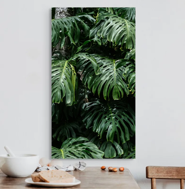 Tablou Canvas, "Frumusețea luxuriantă a naturii tropicale", Verde, Frunze, Tropical, Luxuriant, Umbră, Natură, Exotic, Textură, 50 x 90 cm – poza 3