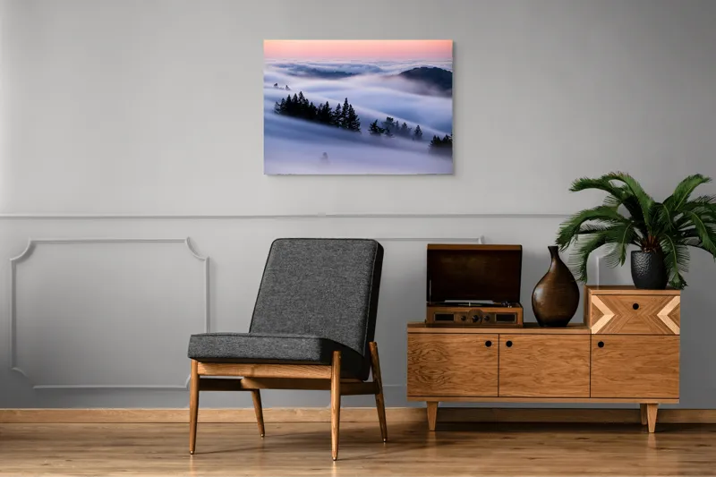 Tablou Canvas, "Claritatea dimineții printre nori", Nori, Pădure, Apus, Dealuri, Ceturi, Liniște, Văi, Cer, Natură, Frumusețe, 100 x 70 cm – poza 8