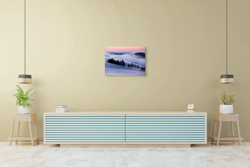 Tablou Canvas, "Claritatea dimineții printre nori", Nori, Pădure, Apus, Dealuri, Ceturi, Liniște, Văi, Cer, Natură, Frumusețe, 70 x 50 cm – poza 7