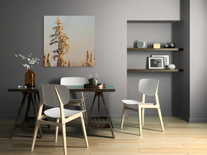 Tablou Canvas, "Arborele solitar în iarna tăcută", Copaci, Zapada, Iarna, Cer, Peisaj, Natura, Racoare, Frig, Liniste, Frumusete, Caldura, Liniste., 100 x 100 cm – poza 6