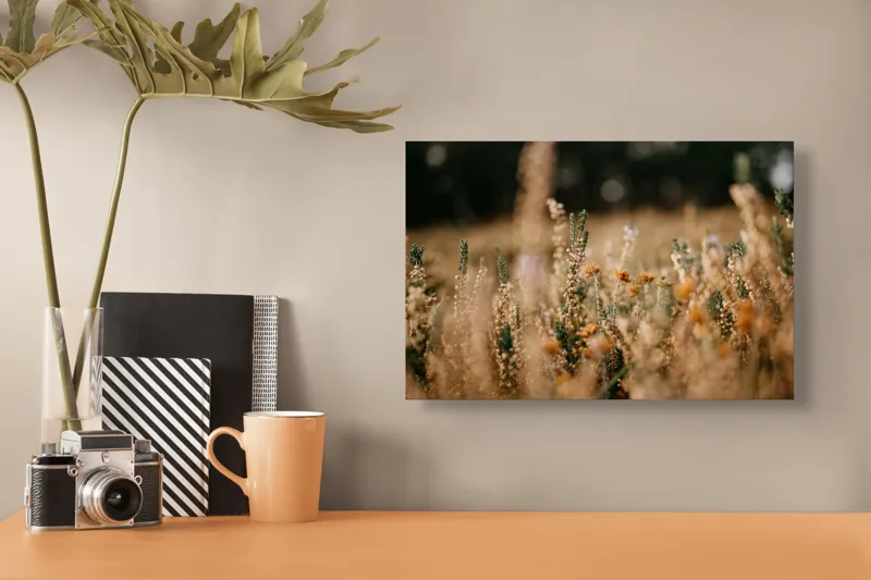 Tablou Canvas, "Câmp cu flori sălbatice delicate", Flori, Camp, Natura, Culoare, Liniste, Peisaj, Frumusete, Vegetatie, 39 x 26 cm – poza 3