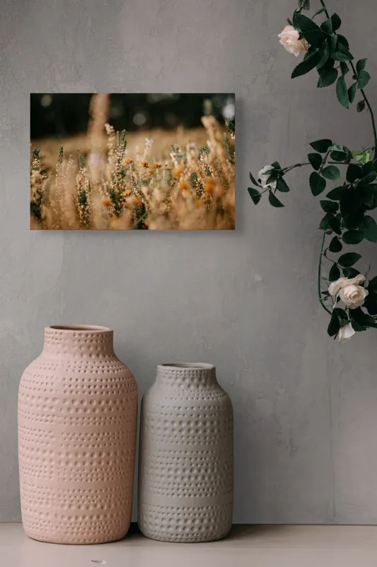 Tablou Canvas, "Câmp cu flori sălbatice delicate", Flori, Camp, Natura, Culoare, Liniste, Peisaj, Frumusete, Vegetatie, 39 x 26 cm – poza 4