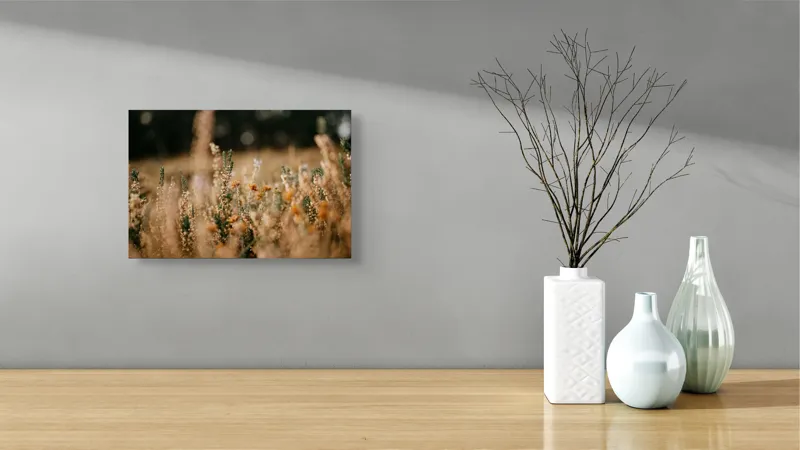 Tablou Canvas, "Câmp cu flori sălbatice delicate", Flori, Camp, Natura, Culoare, Liniste, Peisaj, Frumusete, Vegetatie, 39 x 26 cm – poza 8