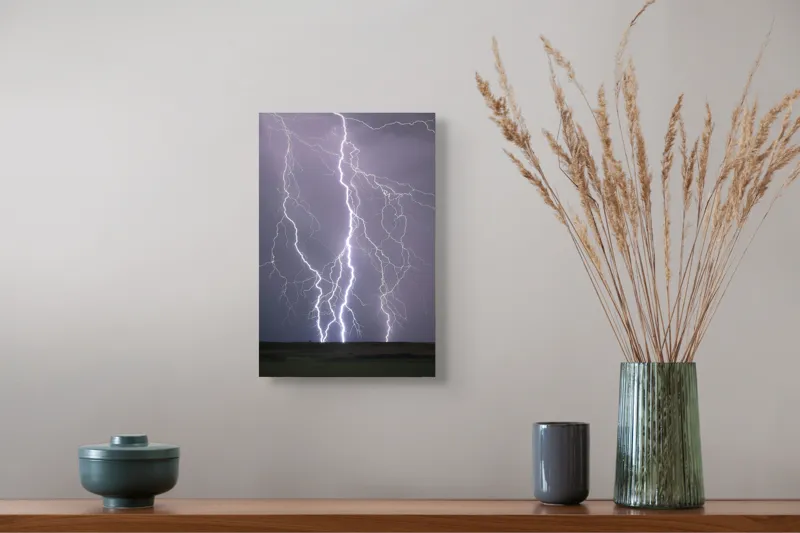 Tablou Canvas, "Furtună de vară în plină desfășurare", Fulger, Cer, Noapte, Energie, Natură, Lumină, Intensitate, Peisaj, Electricitate, Spectacol, 26 x 39 cm – poza 5