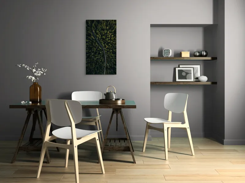 Tablou Canvas, "Drumul șerpuitor printre brazi verzi", Pădure, Drum, Verde, Copaci, Natură, Aerian, Serpentină, Vedere, Peisaj, Frunziș, 50 x 90 cm – poza 4