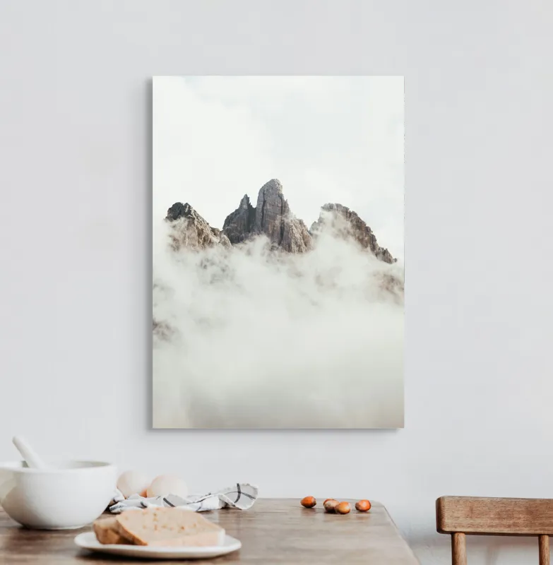 Tablou Canvas cu Vârfuri Stâncoase în Ceață, , Multicolor, 50 x 70 cm – poza 3