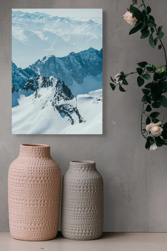 Tablou Canvas cu Peisaj Montan Înzăpezit, , Alb și Albastru, 39 x 54 cm – poza 6