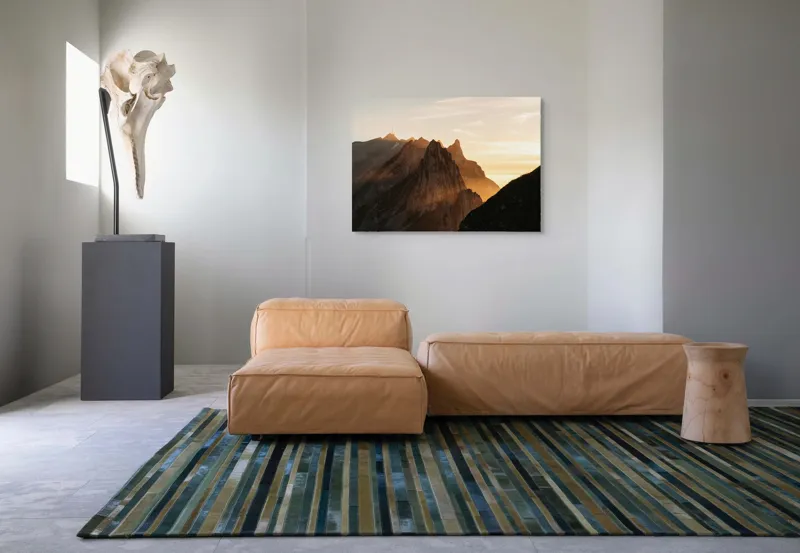 Tablou Canvas Peisaj Munți Apus Lumină Siluetă Contur Orizont, 100 x 70 cm – poza 7