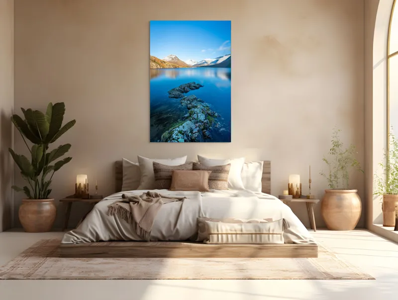 Tablou Canvas Peisaj Montan pe Lac Senin Reflecții Naturale, 100 x 150 cm – poza 3