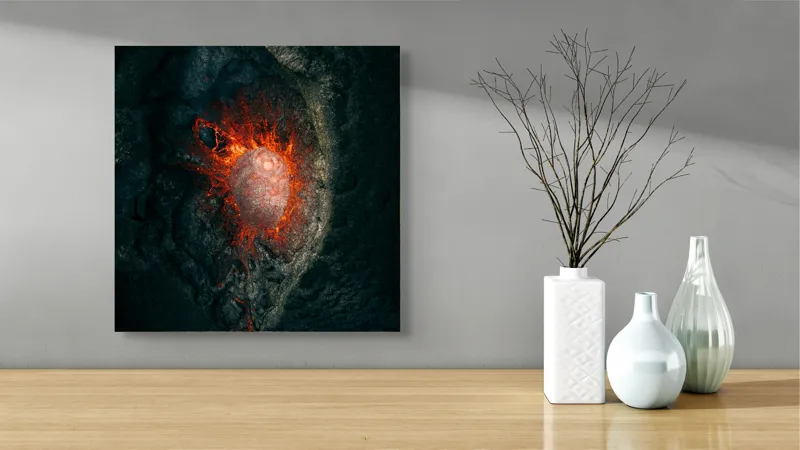 Tablou Canvas cu tema Foc, Magmă și Energie Natură, 50 x 50 cm – poza 3
