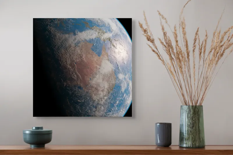 Tablou Canvas Planeta Albastră din Cosmos Pământ Continent Spațiu Atmosferă, 50 x 50 cm – poza 4