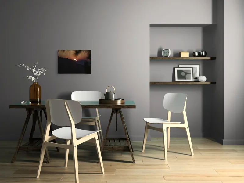 Tablou Canvas, "Apus de soare în munți liniștiți", Apus, Cer, Păsări, Siluetă, Peisaj, Culoare, Tranquilitate, 54 x 39 cm – poza 6