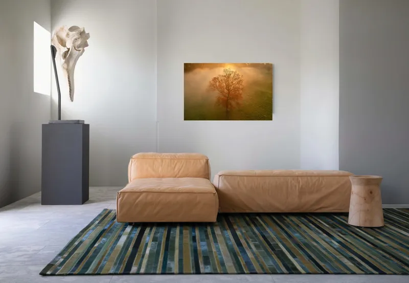 Tablou Canvas, "Mystica dimineață în roua aurie", Copac, Ceață, Răsărit, Calm, Natură, Toamnă, Peisaj, Lumină, Serenitate, Mistic, 90 x 50 cm – poza 8