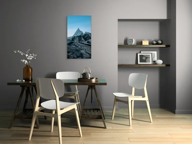 Tablou Canvas, "Luna domnește peste stânci albe", Piatră, Lumină, Lună, Cer, Seară, Natură, Peisaj, Stânci, Frig, Tranquilitate, 50 x 90 cm – poza 4