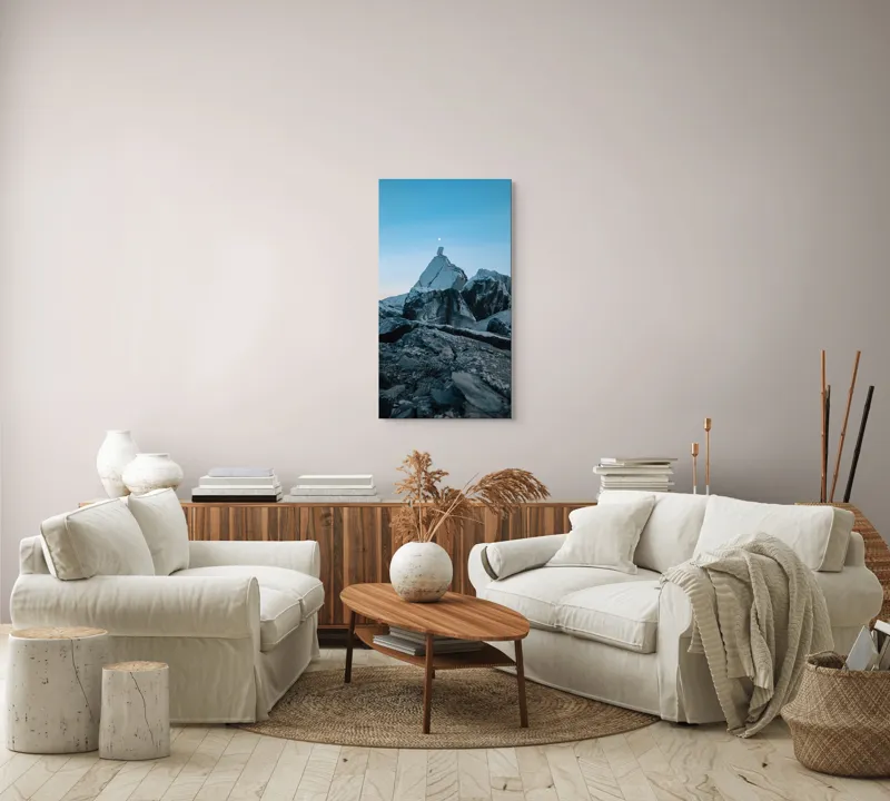 Tablou Canvas, "Luna domnește peste stânci albe", Piatră, Lumină, Lună, Cer, Seară, Natură, Peisaj, Stânci, Frig, Tranquilitate, 50 x 90 cm – poza 7