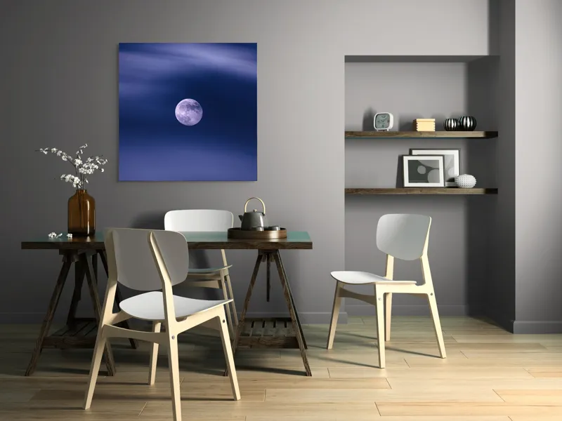 Tablou Canvas, "Luna într-o noapte senină", Luna, Cer, Noapte, Nori, Mister, Lumină, Calm, Vis, Magie, 100 x 100 cm – poza 6