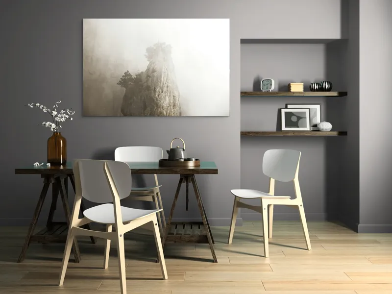 Tablou Canvas, "Vârf de stâncă în ceață densă", Piatra, Ceață, Copaci, Mister, Înălțime, Natură, Calm, Singurătate, Seninătate, Eleganță, 150 x 100 cm – poza 5