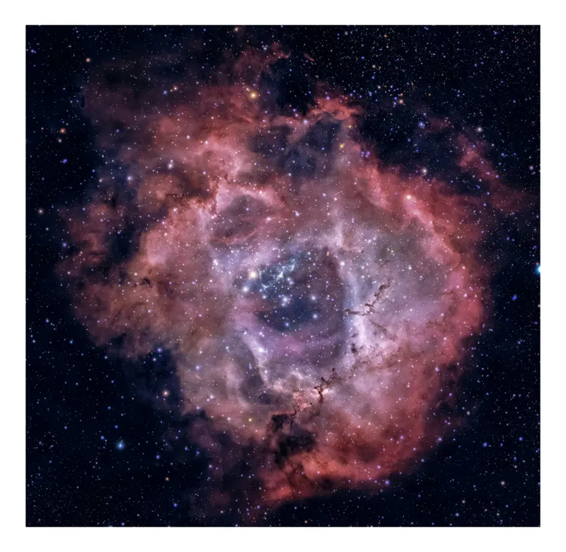 Tablou Canvas, "Trandafirul cosmic al infinitului stelelor", Stele, Nebuloasă, Cosmis, Mister, Lumină, Pulbere, Spațiu, Univers, Frumusețe, Caleidoscop, 54 x 39 cm