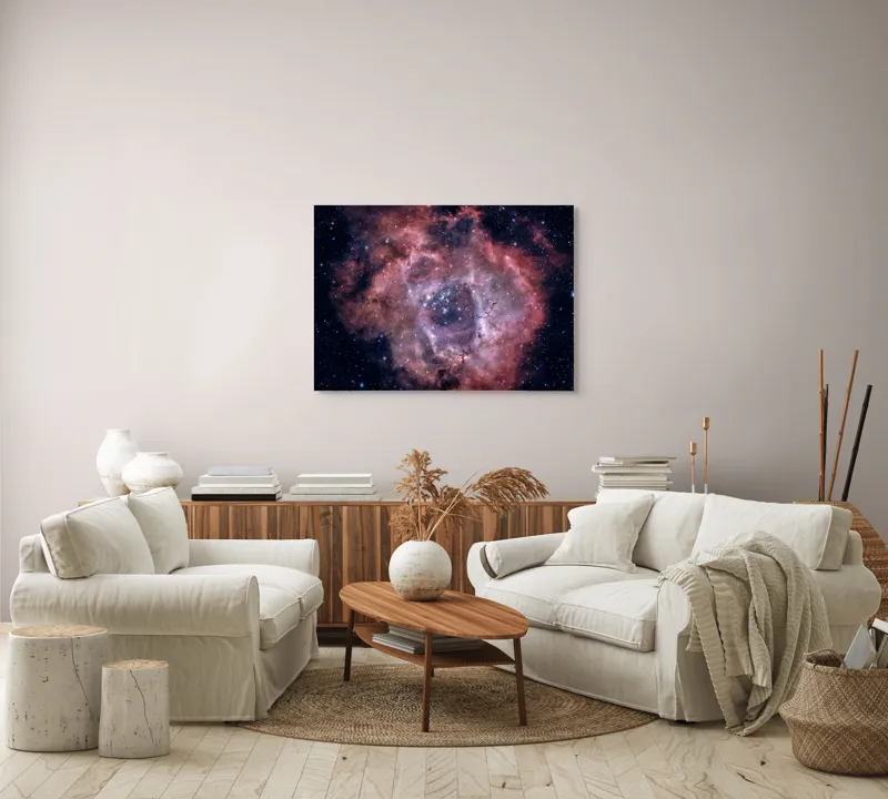 Tablou Canvas, "Trandafirul cosmic al infinitului stelelor", Stele, Nebuloasă, Cosmis, Mister, Lumină, Pulbere, Spațiu, Univers, Frumusețe, Caleidoscop, 100 x 70 cm – poza 3