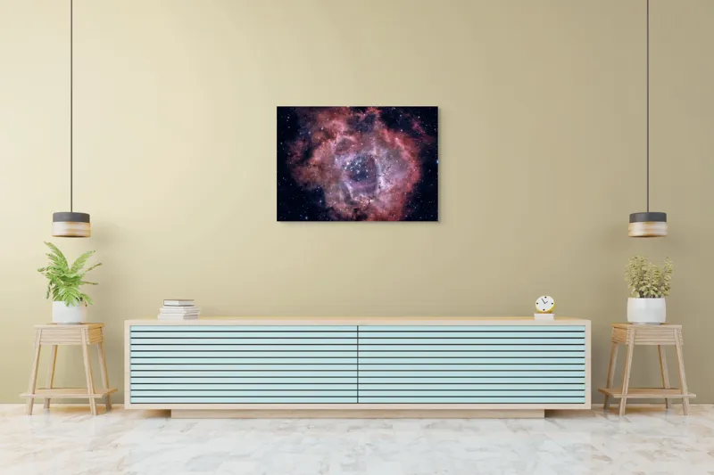 Tablou Canvas, "Trandafirul cosmic al infinitului stelelor", Stele, Nebuloasă, Cosmis, Mister, Lumină, Pulbere, Spațiu, Univers, Frumusețe, Caleidoscop, 100 x 70 cm – poza 4