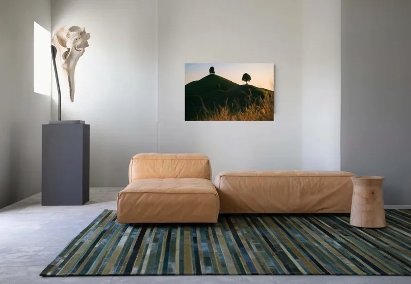 Tablou Canvas, "Dealuri mângâiate de lumină blândă", Apus, Dealuri, Solitar, Copaci, Peisaj, Calm, Natură, Siluetă, 90 x 50 cm – poza 8