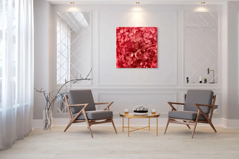 Tablou Canvas, "Splendoarea delicată a florilor uscate", Flori, Roz, Textura, Plante, Petale, Delicat, Abundenta, Naturalețe, 100 x 100 cm – poza 7