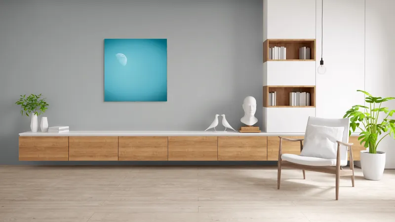 Tablou Canvas, "Luna printre nuanțe de albastru", Lună, Cer, Albastru, Asfințit, Mister, Lumină, 100 x 100 cm – poza 8