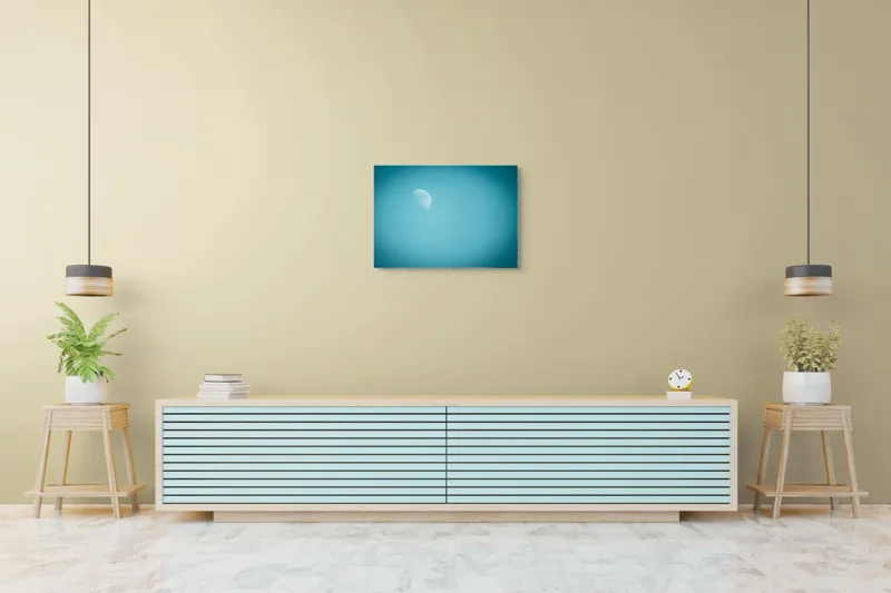 Tablou Canvas, "Luna printre nuanțe de albastru", Lună, Cer, Albastru, Asfințit, Mister, Lumină, 70 x 50 cm – poza 7