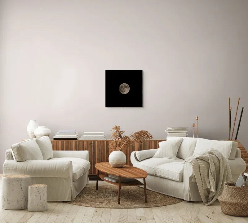 Tablou Canvas, "Luna plină pe cerul nopții", Lună, Noapte, Cer, Întuneric, Mister, Lumină, Frumusețe, Sfericitate, Tăcere, Solitudine, 50 x 50 cm – poza 7