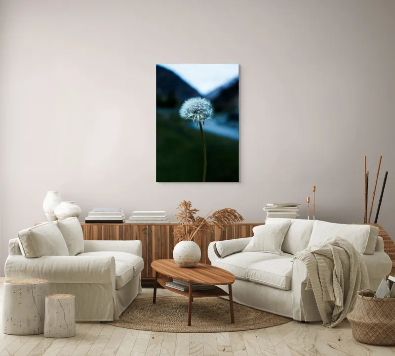 Tablou Canvas, "Puful viselor pe cerul albastru", Pufoasa, Delicată, Fragilă, Natură, Solitudine, Efemeră, Contrast, Libertate, 70 x 100 cm – poza 4