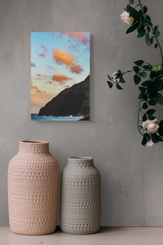 Tablou Canvas, "Far de veghe pe promontoriu stâncos", Ocean, Stâncă, Apus, Nor, Far, Cer, Valuri, Peisaj, Culoare, Contrast, 26 x 39 cm – poza 6