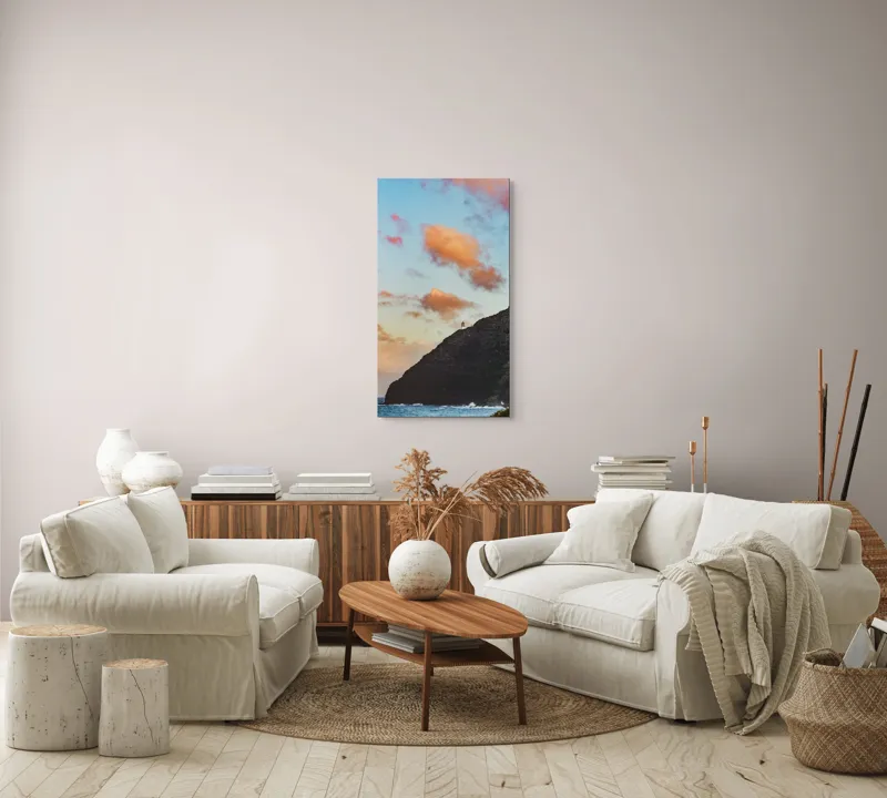 Tablou Canvas, "Far de veghe pe promontoriu stâncos", Ocean, Stâncă, Apus, Nor, Far, Cer, Valuri, Peisaj, Culoare, Contrast, 50 x 90 cm – poza 7