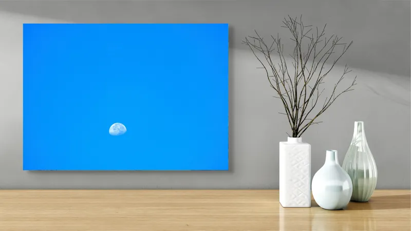 Tablou Canvas, "Luna pe cerul albastru luminos", Lună, Albastru, Cer, Zi, Senin, 70 x 50 cm – poza 3