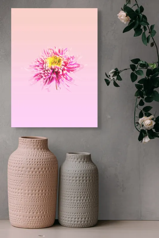 Tablou Canvas, "Floare roz pe fond pastelat", Floare, Roz, Galben, Petale, Pastel, Delicat, Artă, Natură, Gradient, Estetică, 39 x 54 cm – poza 6
