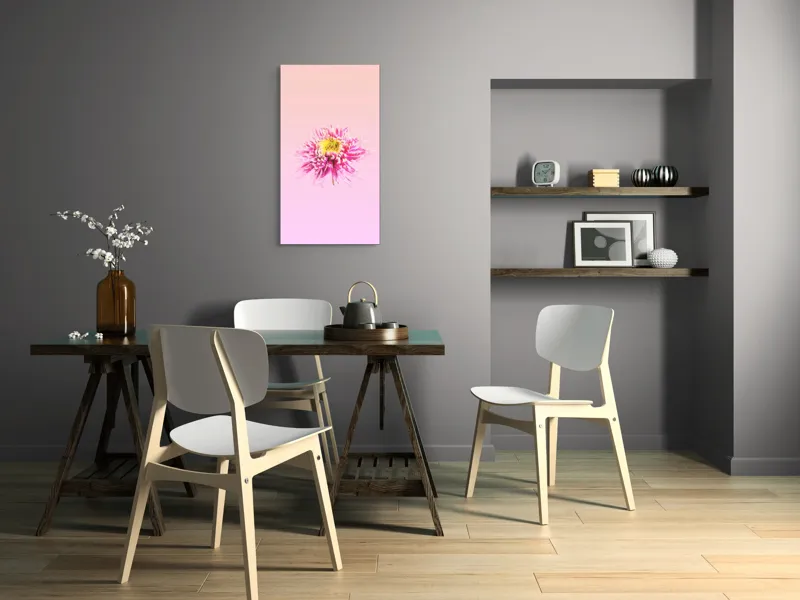 Tablou Canvas, "Floare roz pe fond pastelat", Floare, Roz, Galben, Petale, Pastel, Delicat, Artă, Natură, Gradient, Estetică, 50 x 90 cm – poza 4