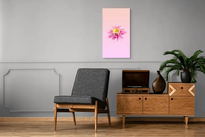 Tablou Canvas, "Floare roz pe fond pastelat", Floare, Roz, Galben, Petale, Pastel, Delicat, Artă, Natură, Gradient, Estetică, 50 x 90 cm – poza 8