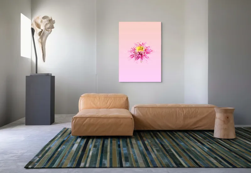 Tablou Canvas, "Floare roz pe fond pastelat", Floare, Roz, Galben, Petale, Pastel, Delicat, Artă, Natură, Gradient, Estetică, 70 x 100 cm – poza 7