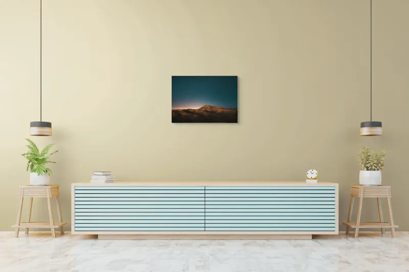 Tablou Canvas, "Liniștea nopții peste dealuri luminoase", Stele, Cer, Coline, Munți, Lumină, Noapte, Peisaj, Natura, 70 x 50 cm – poza 7