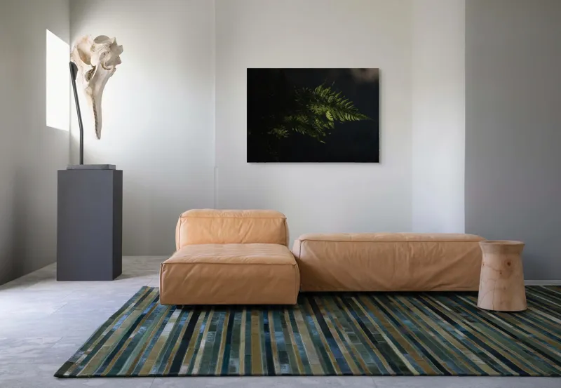 Tablou Canvas, "Frunză de ferigă în umbră", Frunză, Ferigă, Lumină, Umbre, Verde, Textură, Natural, Delicat., 100 x 70 cm – poza 7