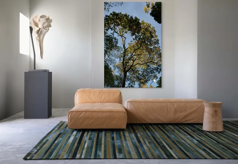 Tablou Canvas, "Copacul în lumina amurgului liniștit", Copac, Cer, Frunziș, Apus, Lumină, Ramuri, Natură, Atmosferă, Verdeață, Tranquilitate, 100 x 150 cm – poza 7