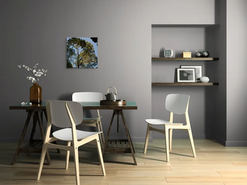 Tablou Canvas, "Copacul în lumina amurgului liniștit", Copac, Cer, Frunziș, Apus, Lumină, Ramuri, Natură, Atmosferă, Verdeață, Tranquilitate, 50 x 50 cm – poza 8
