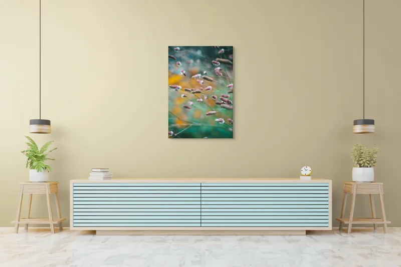 Tablou Canvas, "Dansul delicat al florilor în vânt", Flori, Verde, Roz, Peisaj, Natural, Blândețe, Estetică, Primăvară, Frumusețe, Natură, 70 x 100 cm – poza 5