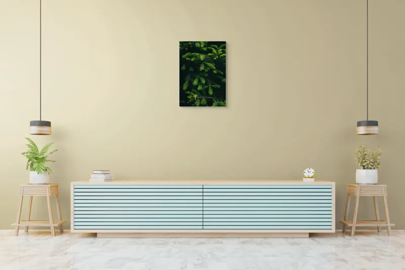 Tablou Canvas, "Crengile verzi ale unui brad", Verde, Frunze, Ramuri, Natura, Textura, 50 x 70 cm – poza 6